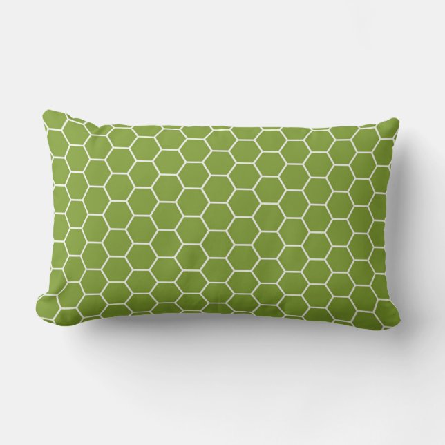 Coussin Rectangle Motif géométrique d'hexagone vert de nid (Recto)