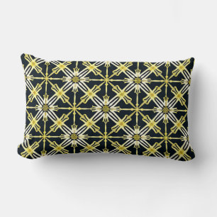 Coussin Rectangle Motif géométrique doré et blanc