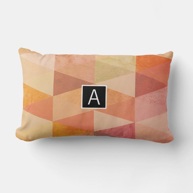 Coussin Rectangle Motif géométrique Triangle souple | Monogramme (Recto)
