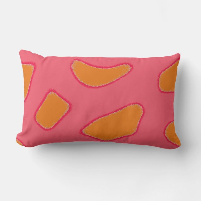 Coussin Rectangle Motif imaginaire tropical orange et rouge rose (Recto)