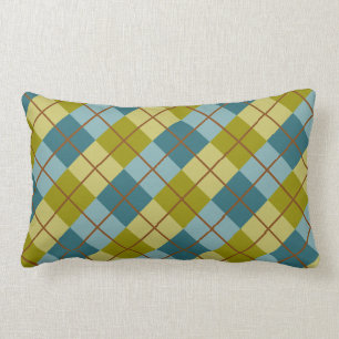 Coussin Rectangle Motif jaune d'olive bleu Turquoise