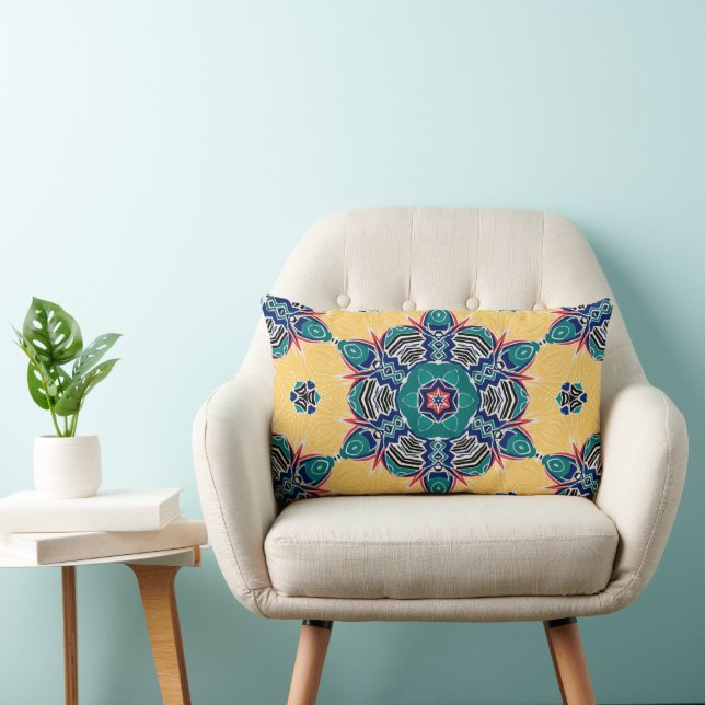Coussin Rectangle Motif Mandala Kaleidoscope (Chaise)