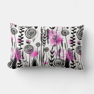 Coussin Rectangle Motif minimaliste de pétales encrées