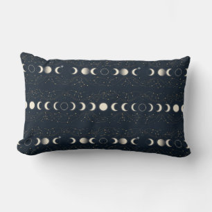 Coussin Rectangle Motif minimaliste des phases lunaires avec des éto