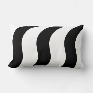 Coussin Rectangle motif moderne à rayure zébrée noire + blanche cous