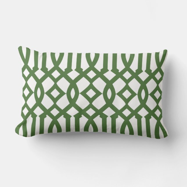 Coussin Rectangle Motif moderne blanc et vert Trellis (Recto)