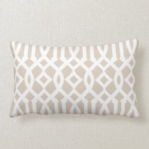 Coussin Rectangle Motif moderne chic beige et blanc Trellis