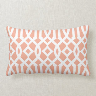 Coussin Rectangle Motif moderne de Trellis orange clair et blanc