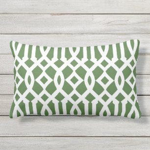 Coussin Rectangle Motif moderne vert et blanc Trellis