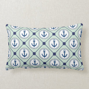 Coussin Rectangle Motif nautique vert en bon état d'Ancre