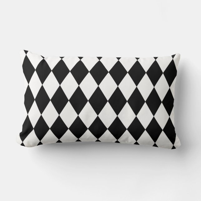 Coussin Rectangle Motif noir et blanc de harlequin (Recto)