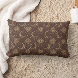 Coussin Rectangle Motif ornemental de lune vintage marron