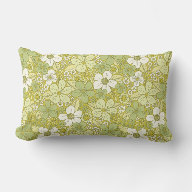 Coussin Rectangle Motif Pastel vert et jaune (Recto)
