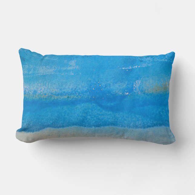 Coussin Rectangle motif patiné abstrait de peinture aqua (Recto)