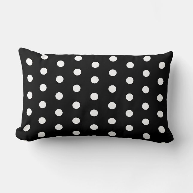 Coussin Rectangle Motif Pois noir et blanc classique (Recto)