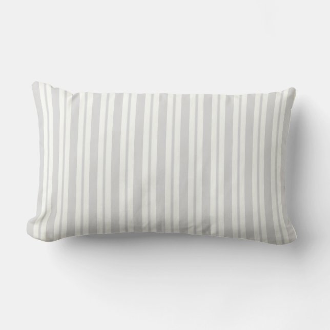 Coussin Rectangle Motif rayé irrégulier gris clair blanc (Recto)