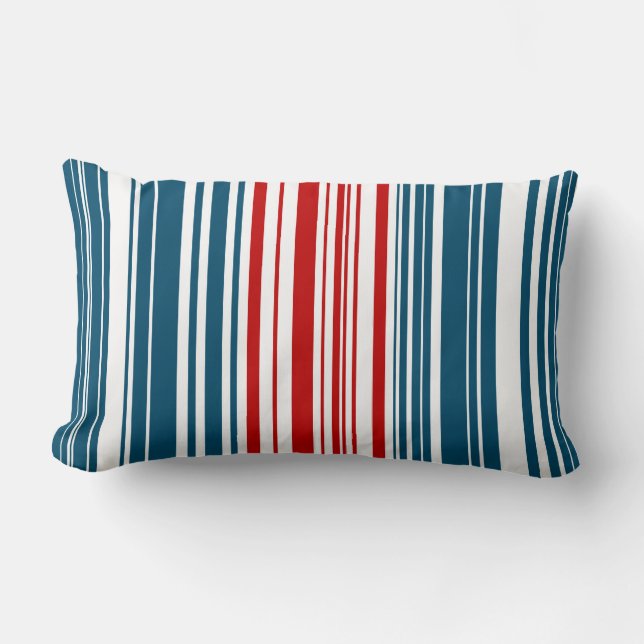 Coussin Rectangle Motif rayé rouge et bleu (Recto)