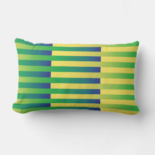 Coussin Rectangle Motif rayé vert jaune bleu