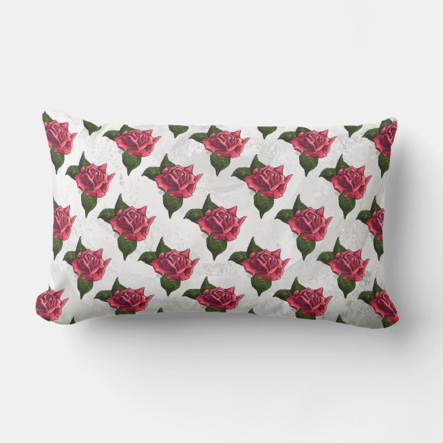 Coussin Rectangle Motif rose (Recto)