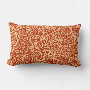 Coussin Rectangle Motif Rose Abstrait moderne, Mandarin Orange