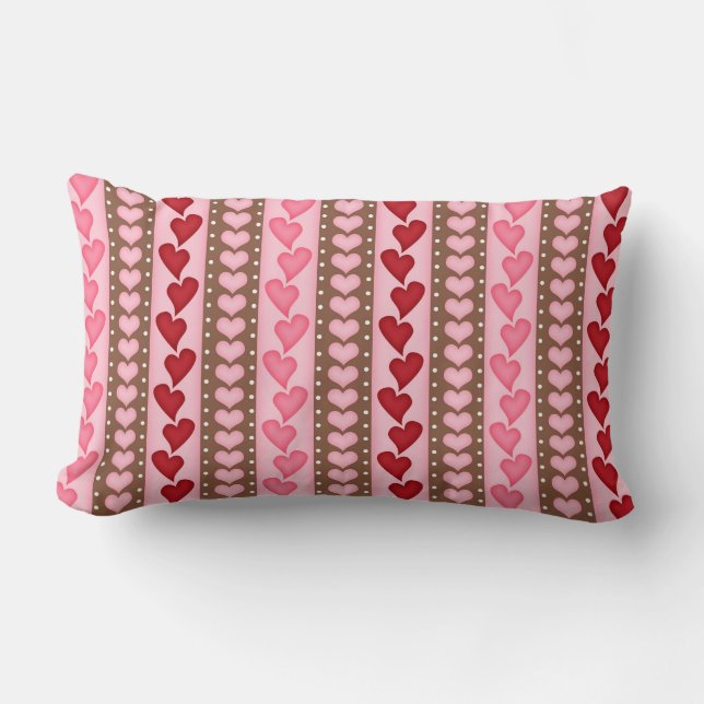 Coussin Rectangle Motif rouge de coeur de Valentine (Recto)