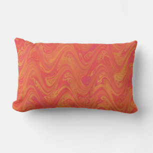 Coussin Rectangle Motif rouge orange marbling