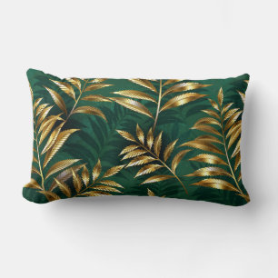 Coussin Rectangle Motif sans couture avec des fougères dorées