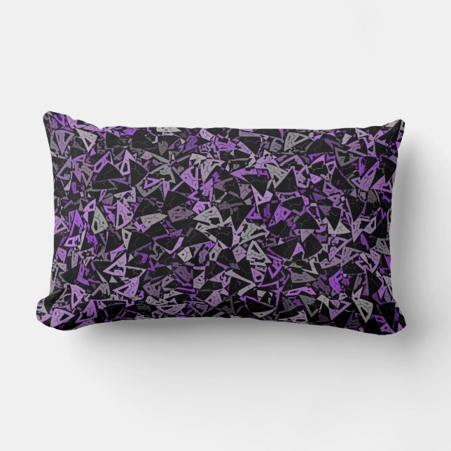 Coussin Rectangle Motif sans couture de triangle gris violet noir (Recto)