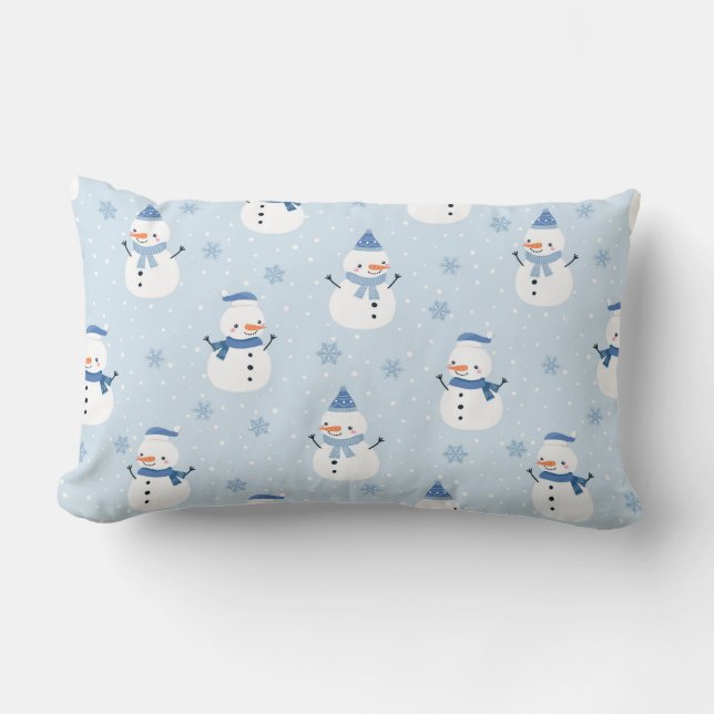 Coussin Rectangle Motif sans couture Snowman, arrière - plan d'hiver (Recto)