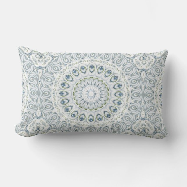 Coussin Rectangle Motif Serene Blue et Green Mandala Design (Recto)