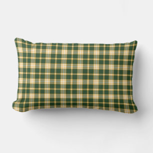 Coussin Rectangle Motif sportif de plaid d'or vert-foncé et jaune
