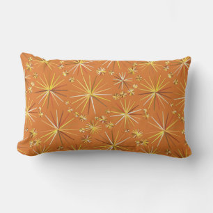 Coussin Rectangle Motif Spoutnik du milieu du siècle, Terracotta