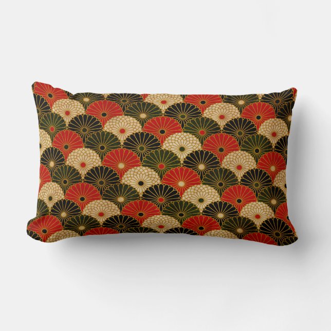 Coussin Rectangle Motif traditionnel de Lotus de Japonais (Recto)