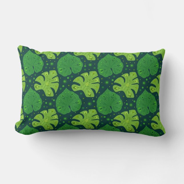 Coussin Rectangle Motif tropical avec liana et feuilles monstères (Recto)