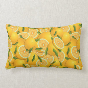 Coussin Rectangle motif vibrant de citrons jaunes tropicaux