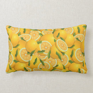 Coussin Rectangle motif vibrant de citrons jaunes tropicaux