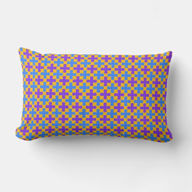 Coussin Rectangle Motif vibrant Fiesta violet, bleu, orange (Recto)