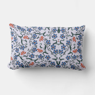 Coussin Rectangle Motifs floraux bleus vibrants avec des vignes vert