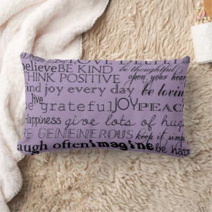 Coussin Rectangle Mots Inspirants Violet Noir