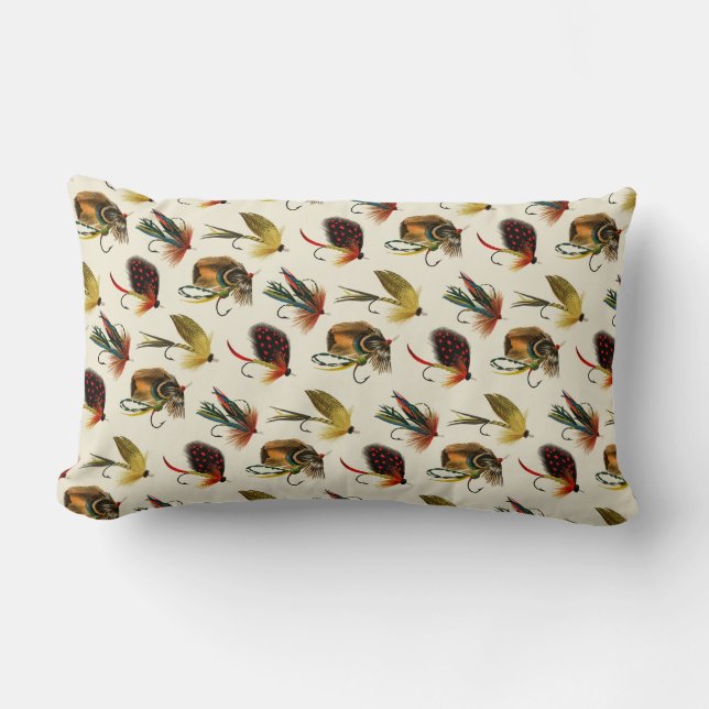 Coussin Rectangle Mouches de basse en crème (Recto)