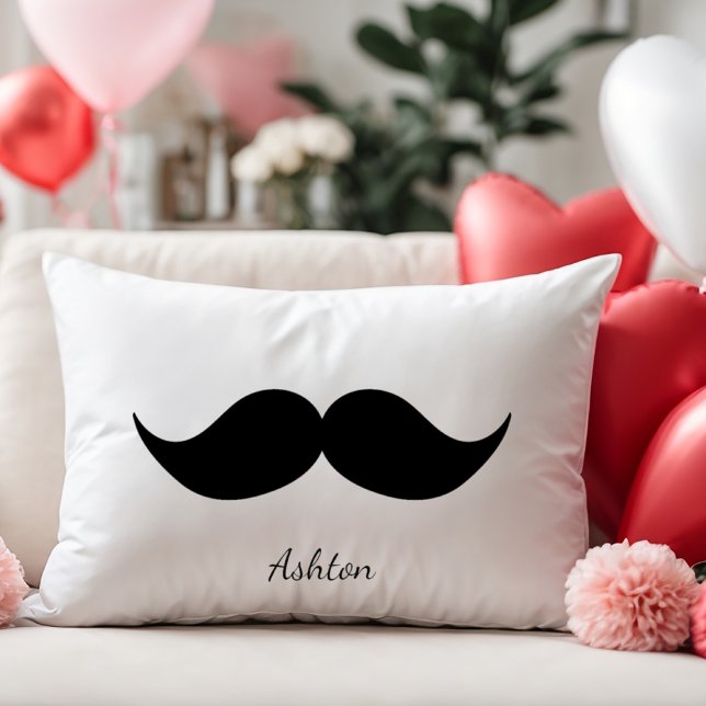 Coussin Rectangle Moustache, cadeau de couple de la Saint-Valentin, (Créateur téléchargé)