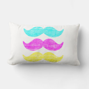 Coussin Rectangle Moustaches CMY (style typographie à la presse)