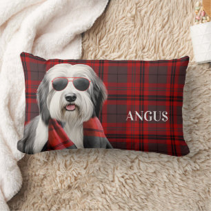 Coussin Rectangle Mouton mignon et plaid rouge personnalisé pour ani