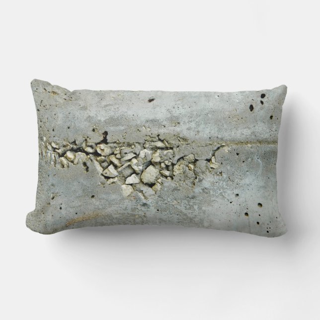 Coussin Rectangle Mur en béton criqué avec de petites pierres (Recto)