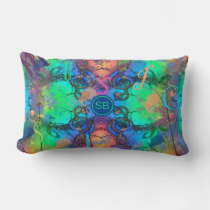 Coussin Rectangle Musique colorée élégante Monogramme