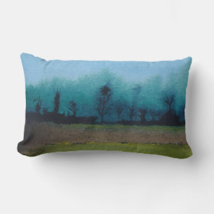 Coussin Rectangle mystique verte et noire paysage forestier pittores