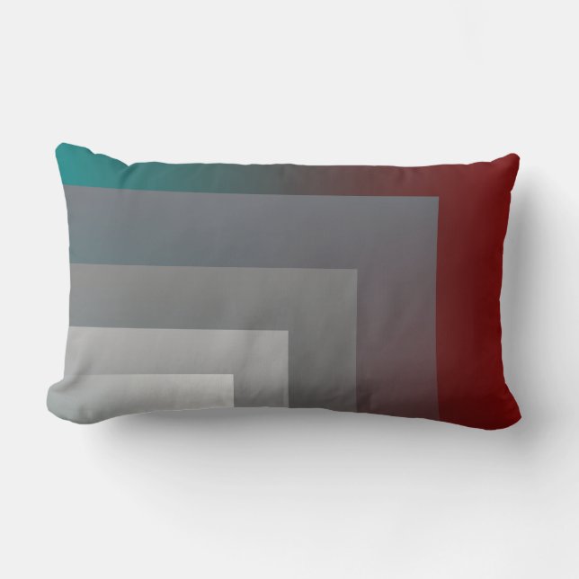 Coussin Rectangle N - turquoise gris bordeaux (Recto)