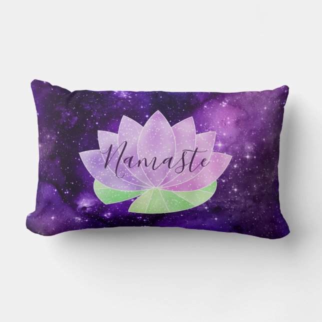 Coussin Rectangle Namaste Cosmique Violet Lotus Fleur Chic Cosy (Recto)