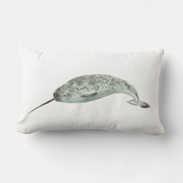 Coussin Rectangle Narval aquarelle (Recto)