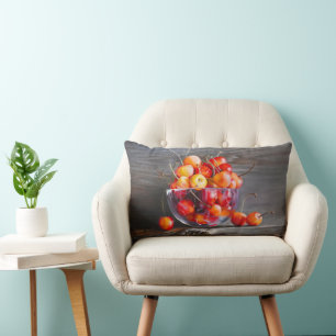 Coussin Rectangle Nature morte de cerises sur toile tendue en verre 